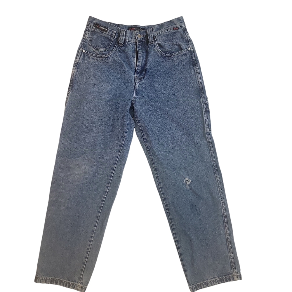 Vintage Fubu Y2k 90s Distressed Cargo Mens Streetwear Jeans Size 33/34 - Picture 2 of 15